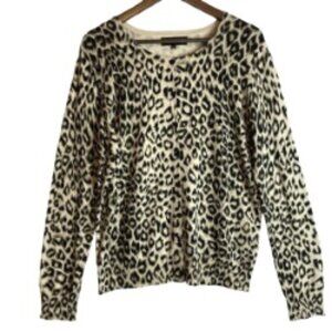 JONES NEW YORK WOMENS LEOPARD MOB WIFE CARDIGAN BEIGE/TAN/BLACK SIZE L